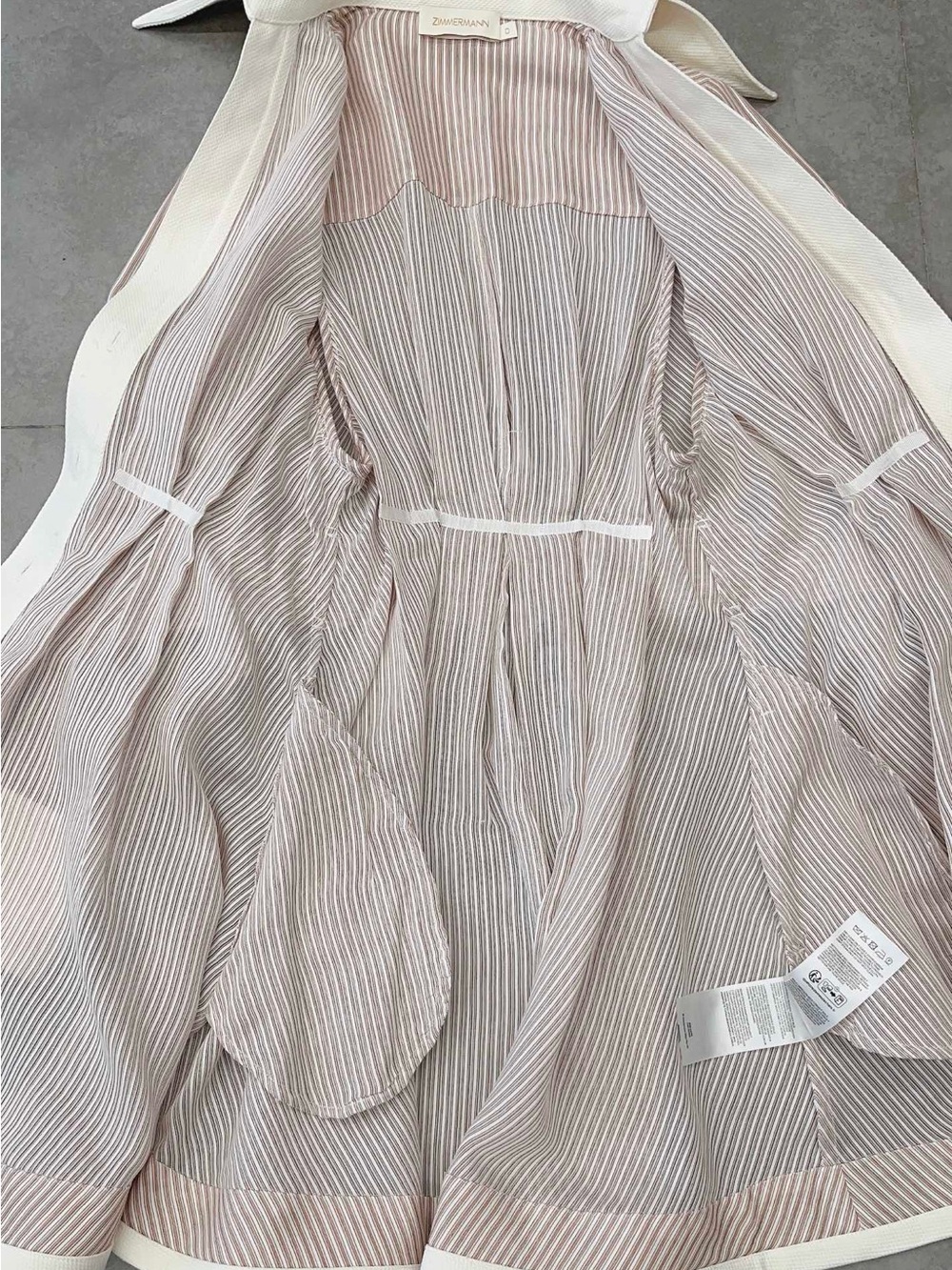 NWOT Zimmermann Striped Cream and Blush Belted Shirt Dress, Size AU 2 = M - Picture 4 of 13